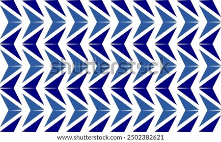 seamless blue and white pattern, Zig zag triangle chevron vertical strip line blue on white tile repeat seamless, column  pattern replete image design for fabric printing