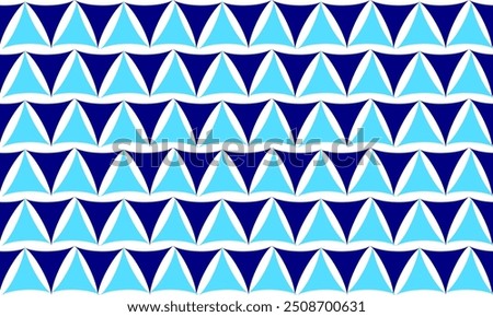 background of Two tone blue seamless geometric, blue pattern of up and down triangles block repeat arrow in blue replete image design for fabric printing, patter