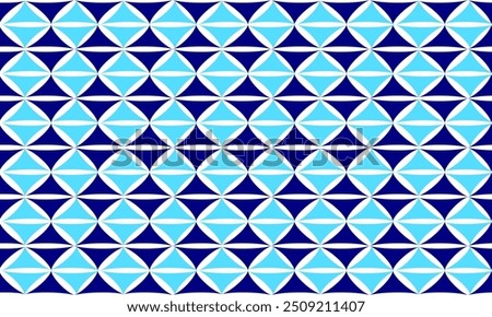 background of Two tone blue seamless geometric, blue pattern of up and down triangles diamond block repeat arrow in blue replete image design for fabric printing, patte