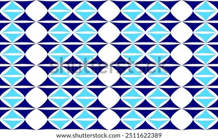 background of Two tone blue seamless geometric, blue pattern of up and down triangles diamond block repeat arrow in blue replete image design for fabric printing, patter