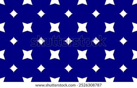 pattern with white diamond flower two tone blue star flower asterisk pattern on blue background as seamless repeat style replete image design for fabric printing, blue checkerboard