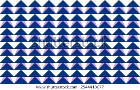 Purple and blue background seamless geometric, blue pattern of up and down overlap triangles diamond block repeat arrow in blue replete image design for fabric printing, patter