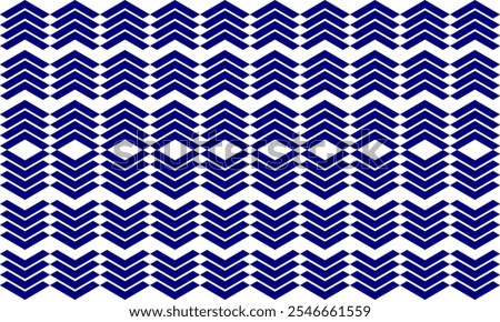 Blue diamond seamless triangle line horizontal row on white pattern, up arrow, Zigzag chevron on white tile repeat seamless pattern replete image design fabric print, rhombus, checkerboard