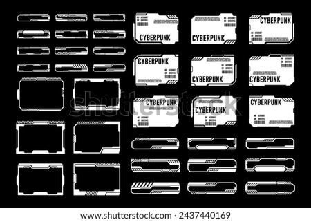 Set of Sci Fi Modern User Interface Elements. Digital futuristic hud interface panels. Display sci fi boxes for game. Cyberpunk vector design template