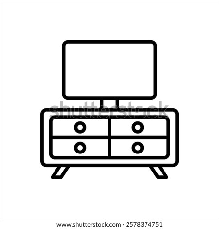 TV Stand Line Icons Design Elements Illustration