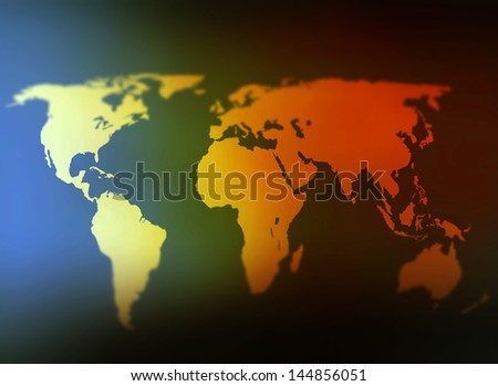 World map day and night tilt shift background