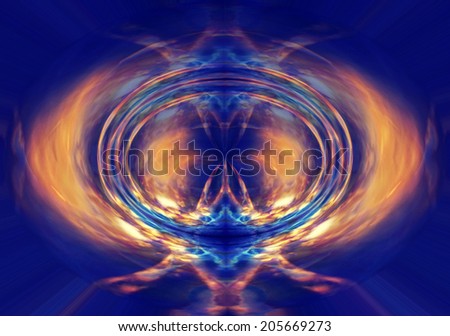 Abstract yellow light burst against a dark blue background