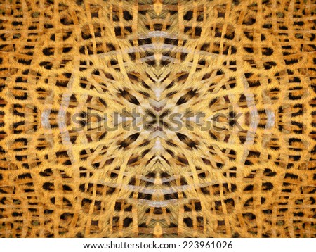 Abstract black and yellow kaleidoscope fur pattern
