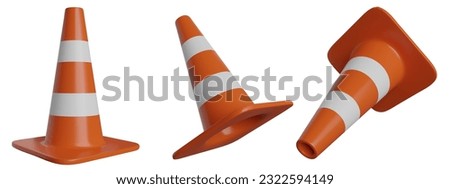 traffic cones 3d object  set for watch out	
