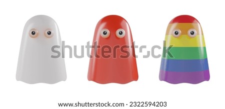 Boo,the cute ghost is funny 3d vector set for halloween day,evil is cute	
