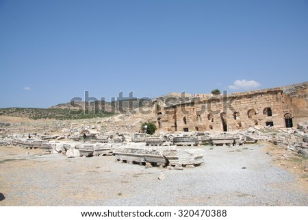 Ruins of an ancient city of Hierapolis, Pamukkale, Turkey