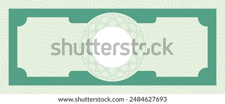 Banknote template with guilloche pattern and place for denomination, Currency design money, financial paper intricate, official print cash note, vector illustration