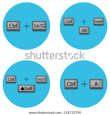Combination of keyboard hot buttons. Command to computer shift, tab, ctrl. Vector illustration