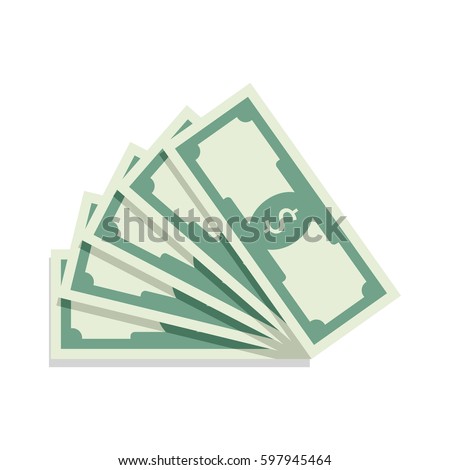 Fan of banknotes vector. Bill money currency, finance dollar illustration