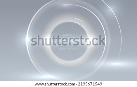 White futuristic circle round vector background. Gray glowing shiny ring light design.
