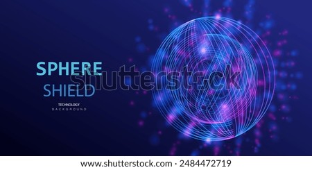 Technology and science vector. Ai futuristic round background. Sphere shield globe concept.
