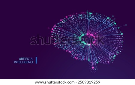 Ai brain technology infographic background. Futuristic artificial intelligence mind design. Connecting idea innovation concept. Machine learning connect genius human. Vector illustration.