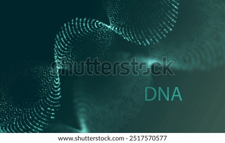 Artificial Intelligence DNA particle waves future connect innovation vector design. Big data biology dna molecule background. Technology ai green particles dots banner.