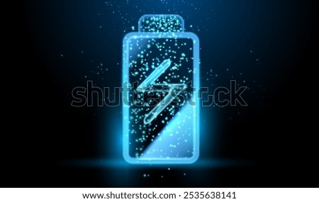 Battery charge icon. Electric discharge or lightning in neon design. Power light futuristic energy storage, high voltage, long battery charge. Technology vector illustration.