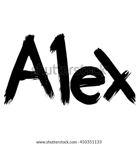 Alex. Vector Illustration. Male Name.Black And White Graphic. Lettering ...