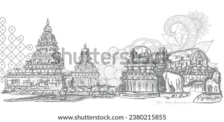 Shore Temple Mahabalipurama vector illustration 