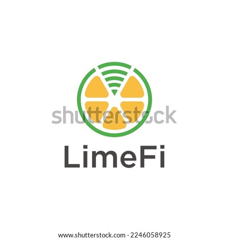 Lemon Fruit and wifi symbol logo, LimeFI icon