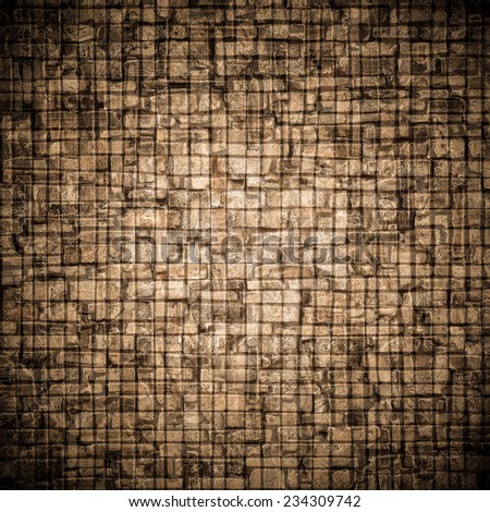 Abstract weathered texture of stained old dark stucco brown and painted red, yellow brick wall background in rural room Grungy rusty blocks of stonework tech darken retro color architecture wallpaper