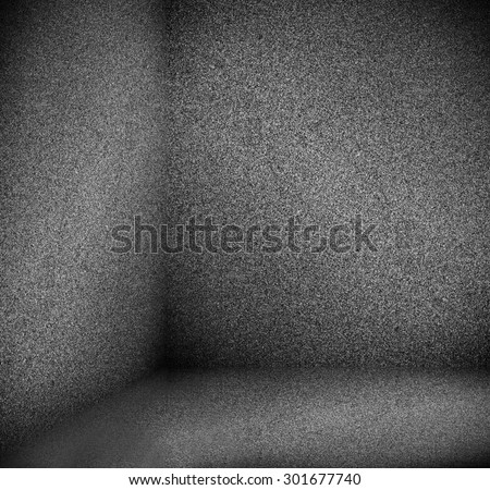 Abstract illustration background texture of an old weathered dark stucco black painted stone cement wall in rural room. Grungy cold rock surface in hard grime empty place with granite dull light floor