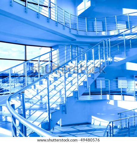 Blue stair in modern office center
