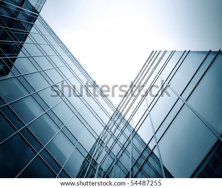 blue texture of glass building at night