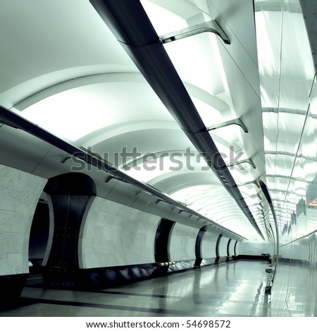 beautiful interior of futuristic corridor in airport