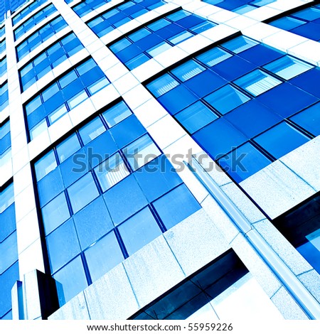 frame of huge glass business building