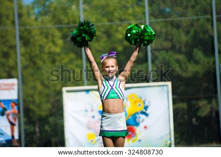 Odessa, Ukraine - September 2, 2015: Open cheerleading flash mob \