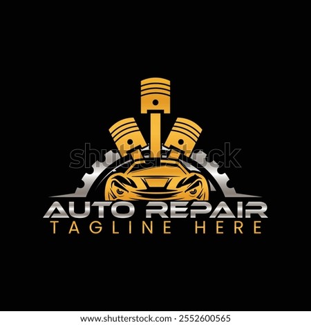 Professional Auto Repair and Car Wash Logo Featuring Wrenches, Water Droplets, and Car Silhouette Design