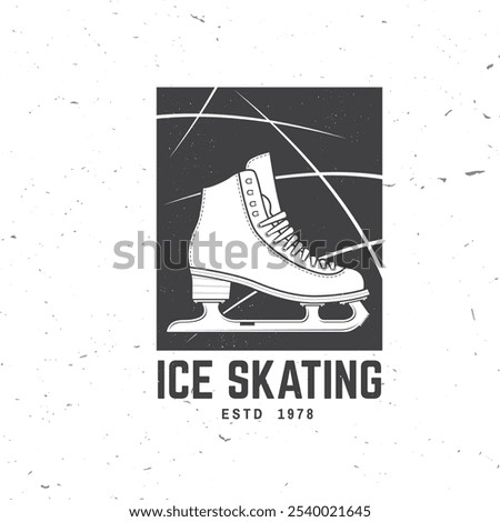 Ice Skate club logo, badge design. Concept for shirt or logo, print, stamp or tee with ice skating. Winter sport. Vector illustration.