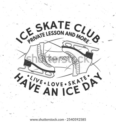 Ice Skate club logo, badge design. Concept for shirt or logo, print, stamp or tee with ice skating. Winter sport. Vector illustration.