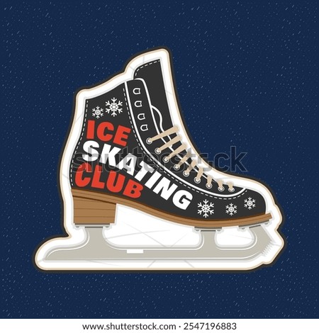 Ice Skate club logo, badge, patch design. Concept for shirt or logo, print, stamp or tee with ice skating. Winter sport. Vector illustration.