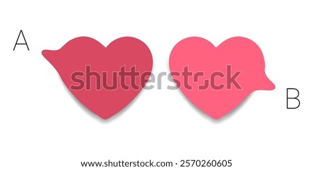 Two or 2 Heart shapes message box, symbolizes love and communication, minimal design in cute vector style for Valentine's Day, romance, affection concepts, isolated icon on white background