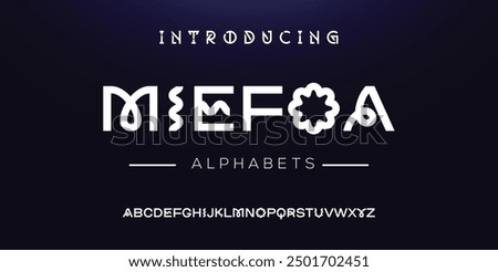 Modern abstract digital tech font. Logo creative font, type, technology, movie, digital, music, movie. Font and illustration in vector format.