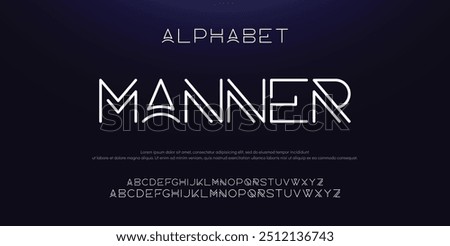 Creative Outline Double line monogram alphabet and tech fonts. Lines font regular uppercase and lowercase. Vector illustration.