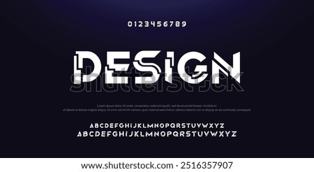 Design Modern abstract digital alphabet font. Minimal technology typography, Creative urban sport fashion futuristic font and with numbers. vector illustration.