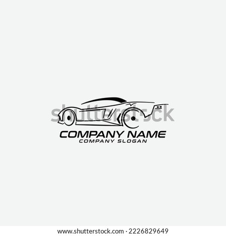 exotic car detail logo with vector car outline black and white