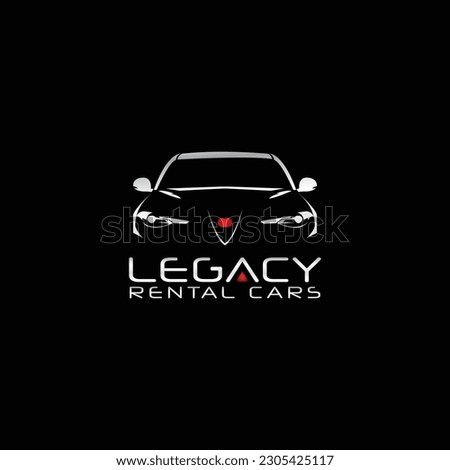 rental car logo silver on dark background with car outline vector minimal