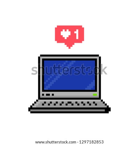 Pixel art 8-bit style social media like speech bubble - isolated vector illustration