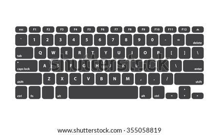 Black Keyboard Stroke QWERTY - Isolated Vector Illustration 