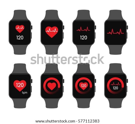 Heart beat rate smart watch health care sport - isolated vector illustration