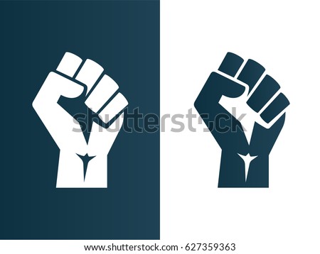 Raised fist logo icon poster - isolated vector illustration