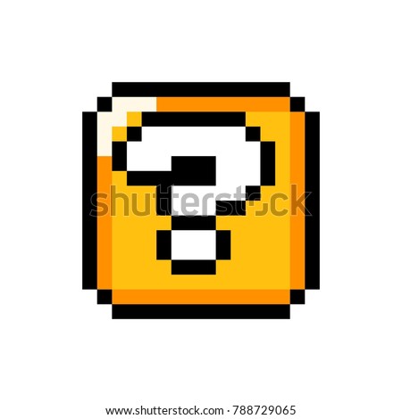 Pixel art 8-bit Question mark gold box - isolated vector illustration
