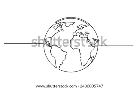 Continuous line drawing of earth vector.single-line globe world map vector illustration.
