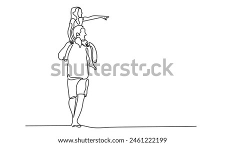 Similar – Image, Stock Photo Single male parent carrying her baby with a backpack